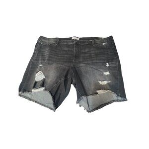 Torrid Womens‎ Distressed Black Denim Shorts Size 30 New